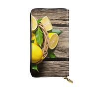 Un cestino limoni in pelle lunga pochette portafoglio stampato in pelle moneybag borse moda lungo bifold in pelle Pocketbook, Nero , Taglia unica