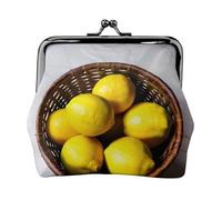 Un cestino limoni stampato microfibra PU portafoglio in pelle bacio blocco mini sacchetto per rossetto chiave cambiamento organizzazione