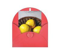 Un cestino per biglietti di auguri con limoni, espositore vuoto all'interno per biglietti di compleanno, biglietti di invito per feste