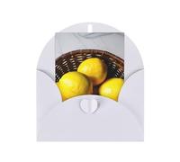 Un cestino per biglietti di auguri con limoni, espositore vuoto all'interno per biglietti di compleanno, biglietti di invito per feste