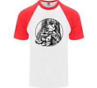 Un Chilled Rana Giocare The Chitarra Chitarrista DA UOMO S/S Baseball T-Shirt