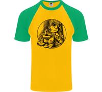 Un Chilled Rana Giocare The Chitarra Chitarrista DA UOMO S/S Baseball T-Shirt