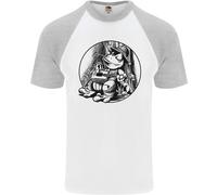 Un Chilled Rana Giocare The Chitarra Chitarrista DA UOMO S/S Baseball T-Shirt