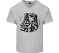 Un Chilled Rana Giocare The Chitarra Chitarrista Uomo Scollo A V Cotone T-Shirt