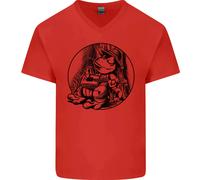 Un Chilled Rana Giocare The Chitarra Chitarrista Uomo Scollo A V Cotone T-Shirt
