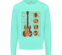 Un Chitarra Blueprint Musica Rock N Rotolo Chitarrista Bambini Felpa Maglione