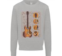 Un Chitarra Blueprint Musica Rock N Rotolo Chitarrista Bambini Felpa Maglione