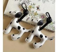 Un ciondolo per auto a forma di cane dalmata - realizzato in finta pelle, con uno schema di colori bianco e nero - cinturino regolabile adatto per chiavi d'auto, borse e catene per telefono - un regal