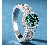 Un classico anello in argento sterling 925 con moissanite quadrata da 1 carato verde/bianca, unisex, adatto per l'uso quotidiano, feste o come regalo. TAGLIA USA 6,TAGLIA USA 7,TAGLIA USA 8,TAGLIA USA
