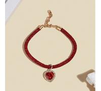 Un collare alla moda ed elegante a forma di cuore rosso con strass, adatto per Bichon, Teddy Dog, gatti e altri animali domestici di piccola e media taglia. Adatto per essere indossato dagli animali d