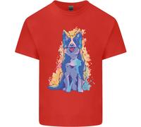 Un Colorato Border Collie Cane T-Shirt Ragazzi Ragazze