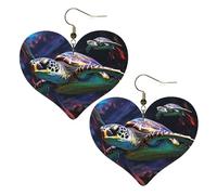 Un colorato tropicale tartaruga marina orecchini in pelle per le donne orecchini a forma di cuore leggeri orecchini pendenti gioielli regali