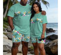 Un completo due pezzi composto da una T-shirt a maniche corte e shorts per , in stile beach a . È e casual, per riunioni di famiglia, coppie e un'ottima idea regalo di Natale.
