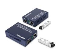 Un convertitore multimediale Gigabit Ethernet, convertitore multimediale da Ethernet a fibra da reti 10/100/1000 Mbps, con 2 moduli SFP 1000Base-SX (1,25 Gb/s, multimodale, doppio LC, 850 nm, 550 m)