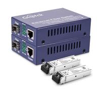 Un convertitore multimediale Gigabit Ethernet, convertitore multimediale da Ethernet a fibra da reti 10/100/1000 Mbps, con 2 moduli SFP 1000Base-SX (1,25 Gb/s, multimodale, doppio LC, 850 nm, 550 m)