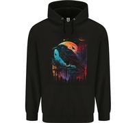 Un Corvo Con Una Luna Fantasia Felpa Uomo