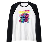 Un Corvo Sinistra Teschio Mattina E Fiore Incubus Vista Halloween Maglia con Maniche Raglan