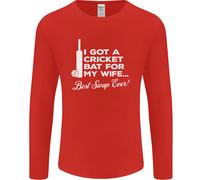 Un Cricket Pipistrello per My Wife Migliore Swap Ever Uomo Manica Lunga T-Shirt