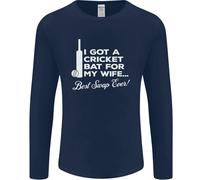 Un Cricket Pipistrello per My Wife Migliore Swap Ever Uomo Manica Lunga T-Shirt