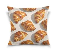 Un croissant in pittura a olio marrone corpo cuscino fuzzy caso di plastica cuscino copre con cerniera Home Decor per la casa camera da letto 18 x 18