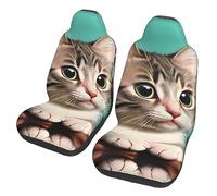 Un curioso gatto Dua Sarung JOK Mobil,*, Sarung JOK Mobil Depan, Cocok Per Sebagian Besar Mobil, SUV, Truk, Van, Dll.