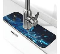 Un delfino blu che indossa una corona paraspruzzi tappetino per rubinetto, ventosa per rubinetto della cucina, maniglia del rubinetto del rubinetto, vassoio raccogli gocce vassoio per asciugare il