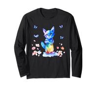 Un Design con Un Gatto Che Gioca con Una Farfalla. Maglia a Manica