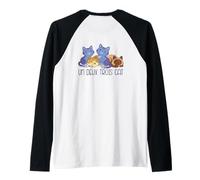 Un Deux Trois Cat 4 Gatti Divertente Lingua Francese Meme sul Retro Maglia con Maniche Raglan