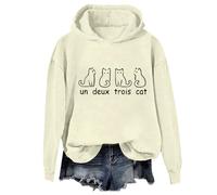 Un Deux Trois Cat felpa e felpa con cappuccio carino francese amante dei gatti camicia unisex, Felpa con cappuccio Khika, 3XL