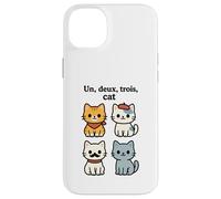Un Deux Trois Cat Gioco di parole francese Custodia per iPhone 14 Plus