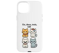 Un Deux Trois Cat Gioco di parole francese Custodia per iPhone 15 Plus