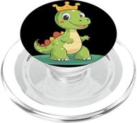 Un dinosauro felice che mostra la sua corona per gli amanti del giurassico PopSockets PopGrip per MagSafe
