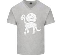 Un Dinosauro Scheletro Con a Full Luna Halloween Uomo V-Neck T-Shirt