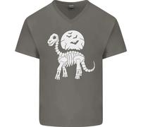 Un Dinosauro Scheletro Con a Full Luna Halloween Uomo V-Neck T-Shirt