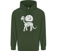Un Dinosauro Scheletro con Una Luna Piena Halloween Bambini Felpa con Cappuccio