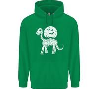 Un Dinosauro Scheletro con Una Luna Piena Halloween Bambini Felpa con Cappuccio