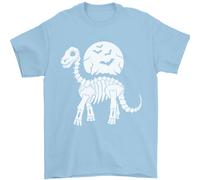 Un Dinosauro Scheletro con Una Luna Piena Halloween T-Shirt 100% Cotone