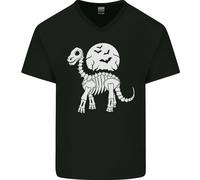 Un Dinosauro Scheletro con Una Luna Piena Halloween Uomo V-Neck T-Shirt