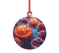 Un dipinto disegnato a mano di cellule cancerose in acrilico trasparente pendenti per Natale, Halloween e autunno ornamenti albero di Natale pendenti