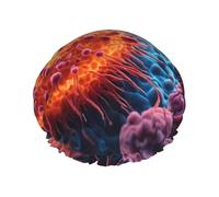 Un dipinto disegnato a mano di cellule cancerose nella cuffia da doccia riutilizzabile della stampa per le donne cuffie da doccia con elastico a doppio strato per il bagno dei capelli lunghi