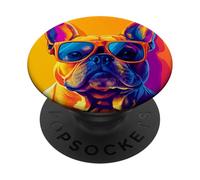 Un disegno di un bulldog francese fresco con occhiali da sole caso PopSockets PopGrip Adesivo