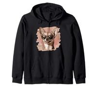 Un disegno di un simpatico cane chihuahua con occhiali da sole Felpa con Cappuccio