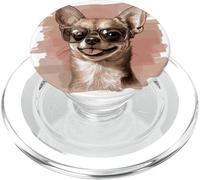 Un disegno di un simpatico cane chihuahua con occhiali da sole PopSockets PopGrip per MagSafe