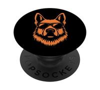 Un disegno di un simpatico pastore tedesco con occhiali da sole PopSockets PopGrip Adesivo