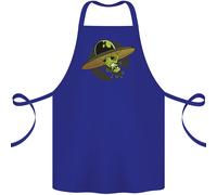 Un Divertente Alieno Attaccato IN Un UFO Volante Piattino Cotone Grembiule 100%