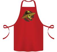 Un Divertente Alieno Attaccato IN Un UFO Volante Piattino Cotone Grembiule 100%