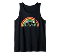 Un Divertente Gatto Nero nel Gatto Arcobaleno retrò Canotta