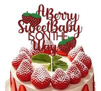 Un dolce bambino di bacche è in arrivo Decorazioni per baby shower Un topper per torta Topper per torta alla fragola Decorazioni per feste a tema fragola Benvenuto neonato Compleanno Rivelazione