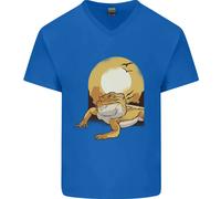Un Drago Barbuto Sotto Il Sole Del Deserto Uomo V-Neck In Cotone T-Shirt