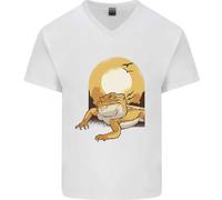 Un Drago Barbuto Sotto Il Sole Del Deserto Uomo V-Neck In Cotone T-Shirt